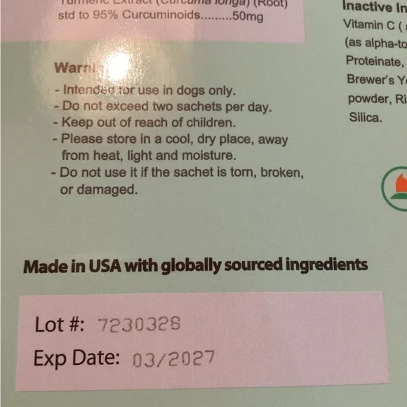 Hi PAW! Dog Probiotics Powder Turmeric 30 Packs**Made in USA - BRAND NEW! - Picture 3 of 7